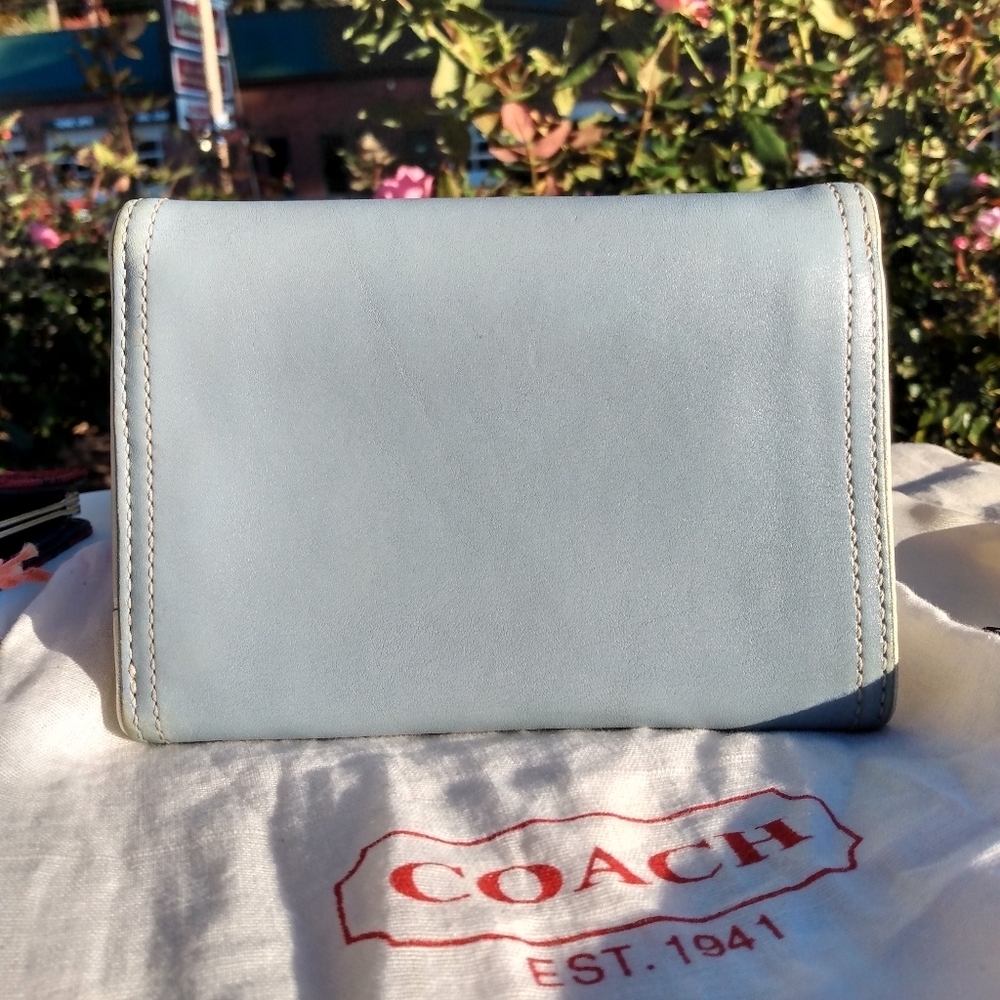New, Vintage, Coach Legacy Blue Leather Card Wallet - Picture 2 of 16